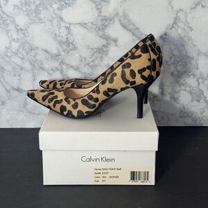 Calvin Klein Dolly Pony Hair Heels – Leopard Print, Size 8M